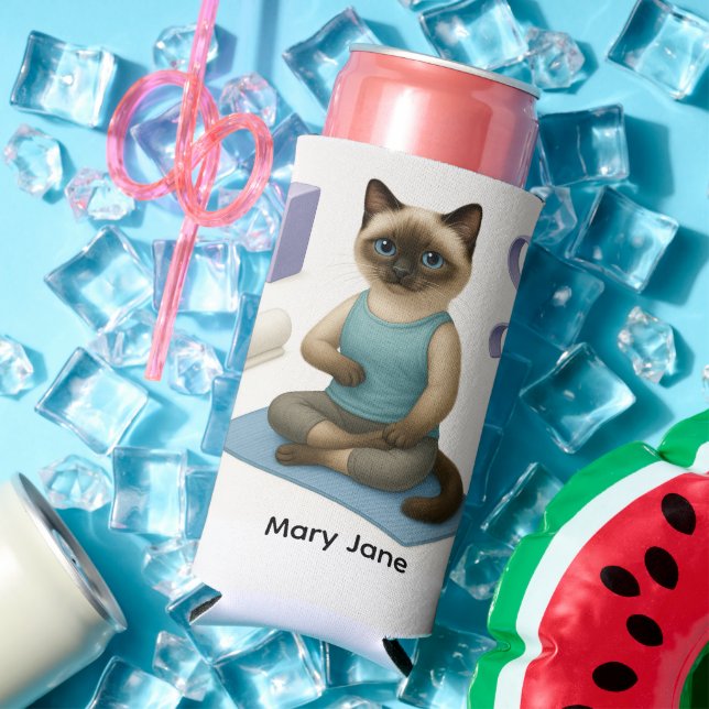  Yoga Birthday Party for Siamese Cat Lovers  Seltzer Can Cooler (In Situ Summer)