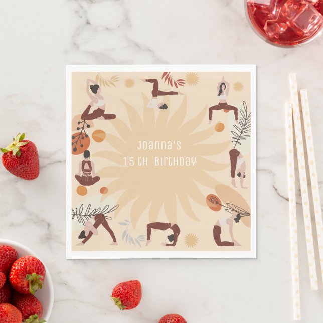 Yoga birthday party napkin (Insitu)