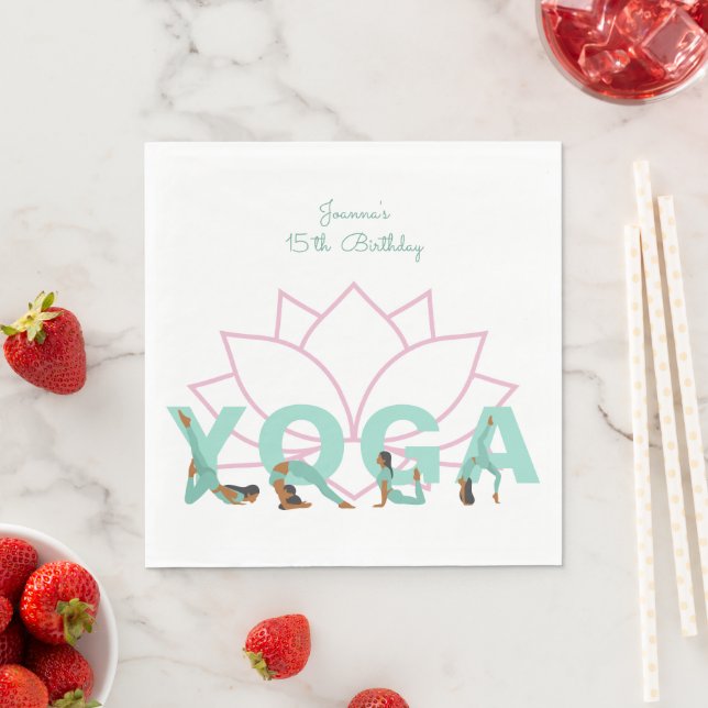 Yoga birthday party napkin (Insitu)