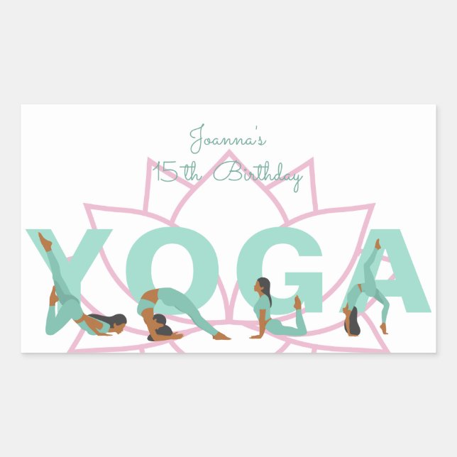 Yoga birthday party sticker (Front)