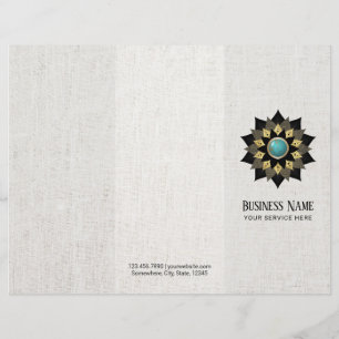 Yoga Black Gold Lotus Mandala Faux Linen Trifold