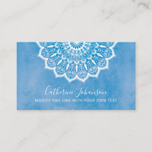 Yoga Blue Watercolor, Mandala Hand drawn  Business Card