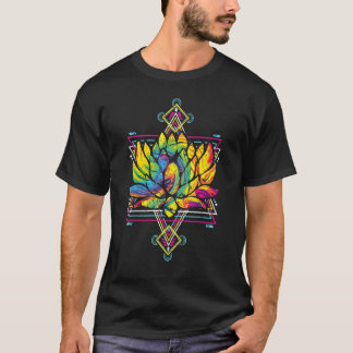 Yoga Boho Flower Blossom Sacred Geometry Lotus T-Shirt