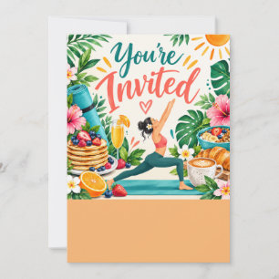 Yoga brunch Birthday  Invitation