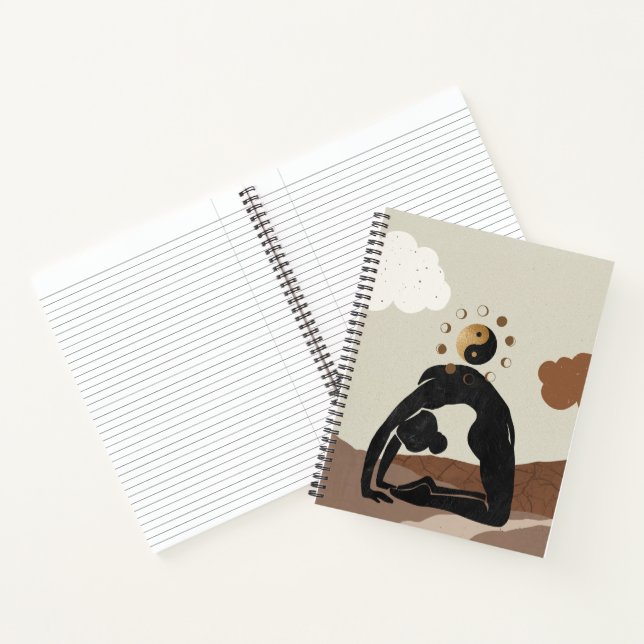 Yoga camel pose ustrasana yin yang moon phases notebook (Inside)