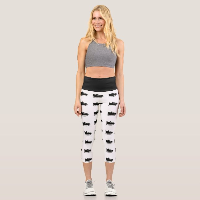 Yoga Capri Black & White w/Shoe Doodle (Front)