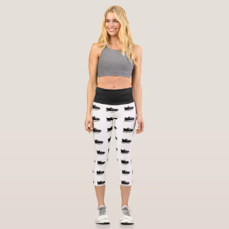 Yoga Capri Black & White w/Shoe Doodle Leggings