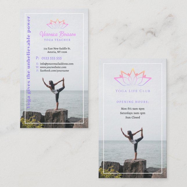 Yoga | Carte de visite enseignant professionnel (Devant / Derrière)