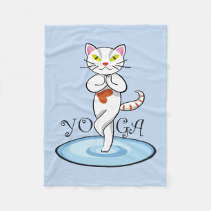 Yoga cat fleece blanket