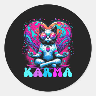 Yoga Cat Karma Heart Cat Lover  Classic Round Sticker