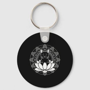 Yoga Cat Lotus Flower Mindfulness Meditation Tee _ Keychain