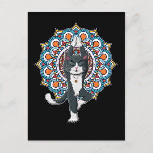 Yoga Cat Lover Mandala Chakra Relaxing Kitten Postcard