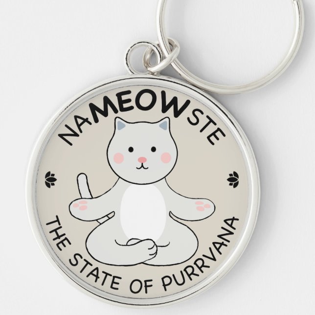 Yoga Cat - Namaste Keychain (Front)