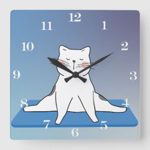 Yoga Cat Square Clock