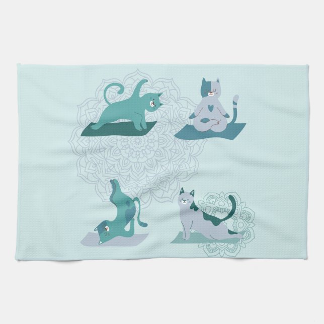 Yoga Cats Kitchen Towel (Horizontal)