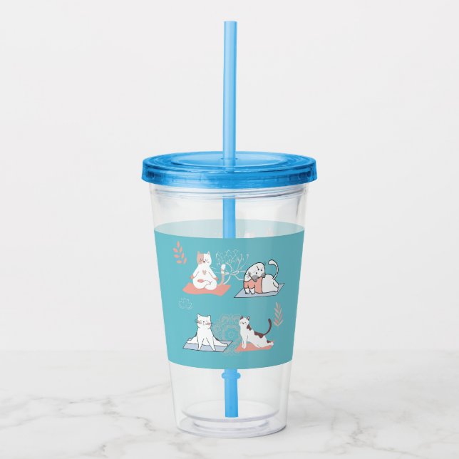 Yoga Cats Lotus Acrylic Tumbler (Front)