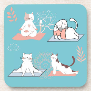 Yoga Cats Lotus Coaster