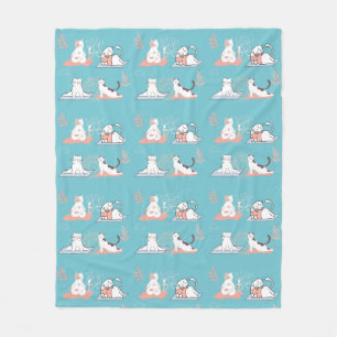 Yoga Cats Lotus Fleece Blanket