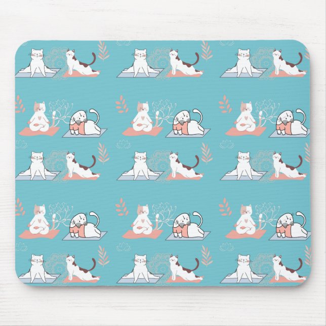 Yoga Cats Lotus Mouse Pad (Front)