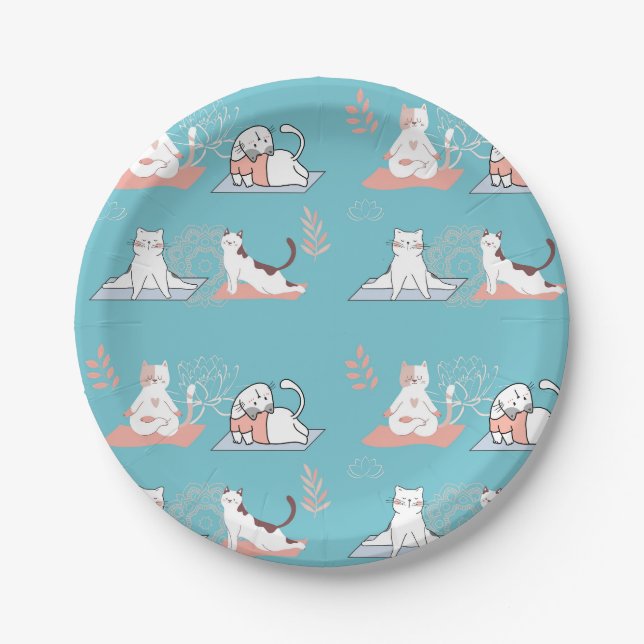Yoga Cats Lotus Paper Plate (Front)