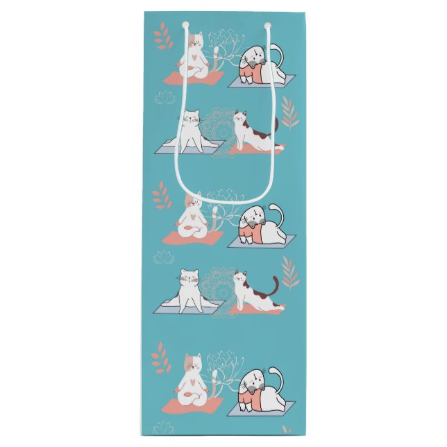 Yoga Cats Wine Gift Bag (Front)