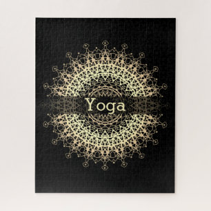 Yoga Centre, yoga, sports, mandala, Golden mandala Jigsaw Puzzle