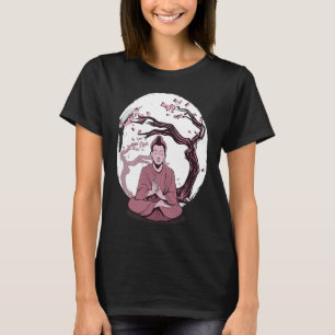 Yoga cherry blossom tree meditate Japanese writing T-Shirt