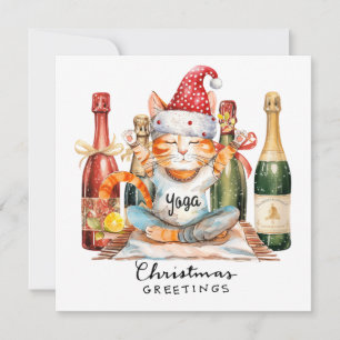 Yoga Christmas Santa Cat Posing Party invitation