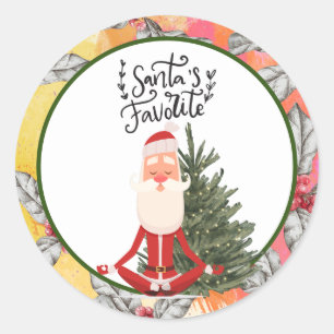 Yoga Christmas Santa Claus instructor  Classic Round Sticker