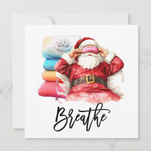 Yoga Christmas Santa Claus Posing breathe Holiday Card