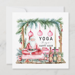Yoga Christmas Santa Claus Posing breathe Holiday Card