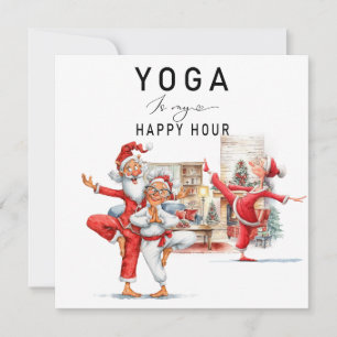 Yoga Christmas Santa Claus Posing  Holiday Card