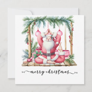 Yoga Christmas Santa Claus Posing Holiday Card
