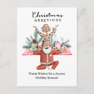 Yoga Christmas Santa Claus Posing Holiday Postcard