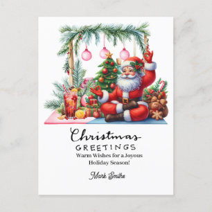 Yoga Christmas Santa Claus Posing Holiday Postcard