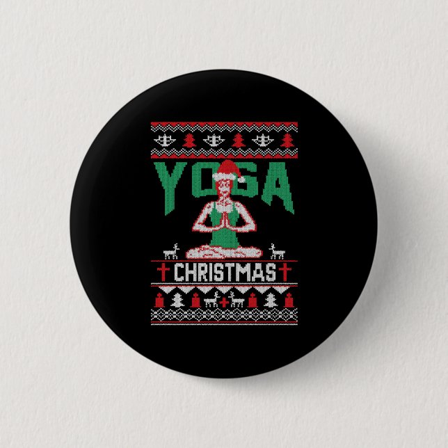 Yoga Christmas Shirt 2 Inch Round Button (Front)