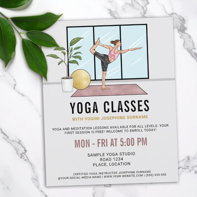 Yoga Classes Dancer Pose Yoga Instructor Lessons Flyer (Creator Uploaded)
