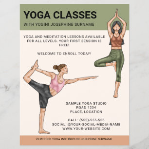 Yoga Classes Instructor Meditation Trainer Women Flyer