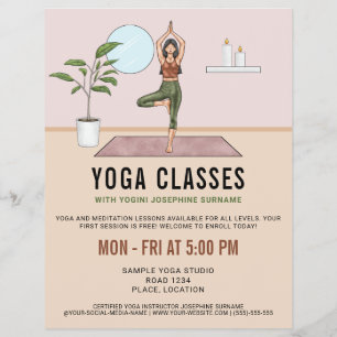 Yoga Classes Tree Pose Yogini Instructor Lessons Flyer
