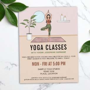 Yoga Classes Tree Pose Yogini Instructor Lessons Flyer