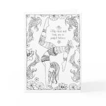 yoga colouring greeting card