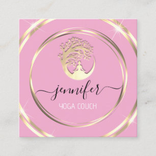Yoga Couch Therapist Mindfullness QR CODE Pink Square Business Card