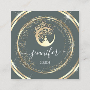 Yoga Couch Therapist Mindfullness QR CODE Smoky  Square Business Card