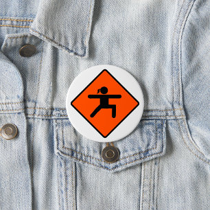 Yoga Crossing Sign Warrior Pose Stick Figure  3 Inch Round Button