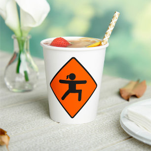 Yoga Crossing Sign Warrior Pose Stick Figure  Paper Cups