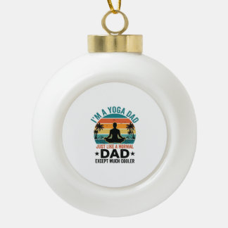 Yoga Dad Vintage Sunset Funny Father Shirt Design_ Ceramic Ball Christmas Ornament