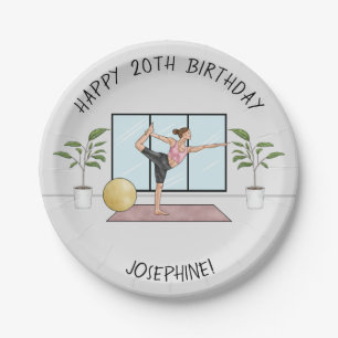Yoga Dancer Pose Balance Workout Birthday Party Paper Plate