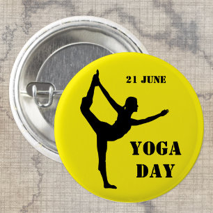 Yoga Day - 21 June - Celebrate with Exercise 1 Inch Round Button