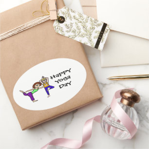 Yoga Day Stickers or Name Tags