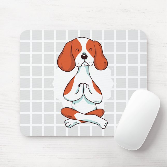 Yoga Dog on Grid Pattern Mouse Pad (With Mouse)